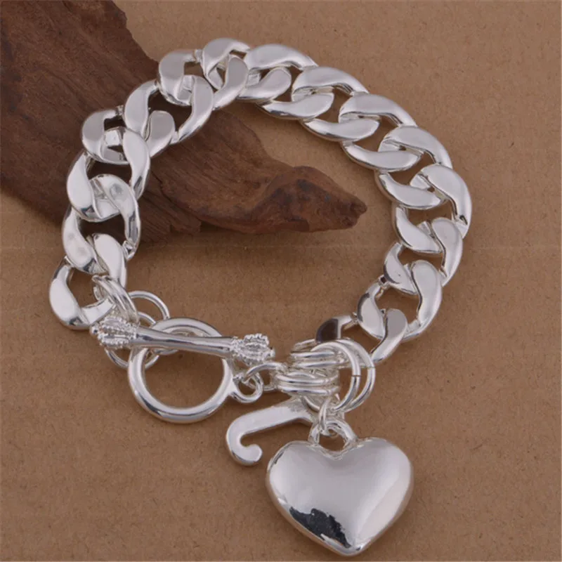 heart pattern korean thai 925 italian silver bracelet