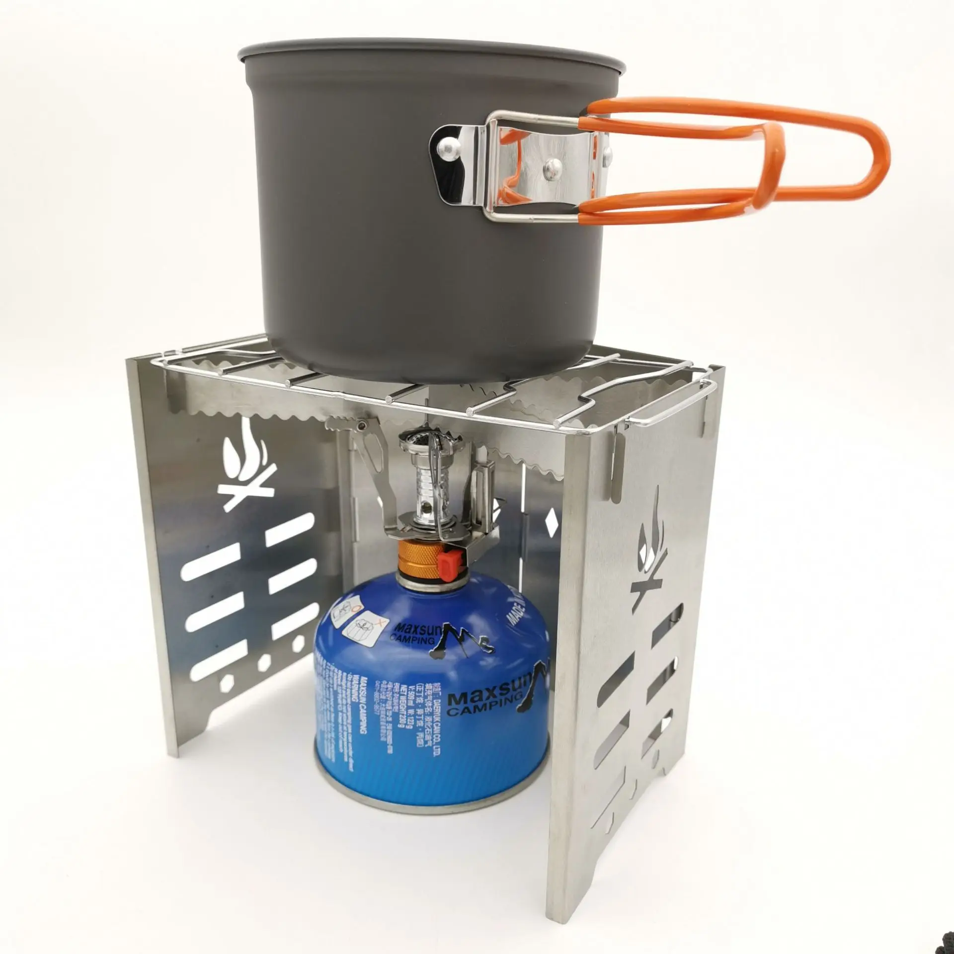 Складная мини-горелка из нержавеющей стали для приготовления пищи на открытом воздухе, пешего туризма, пикника, барбекю