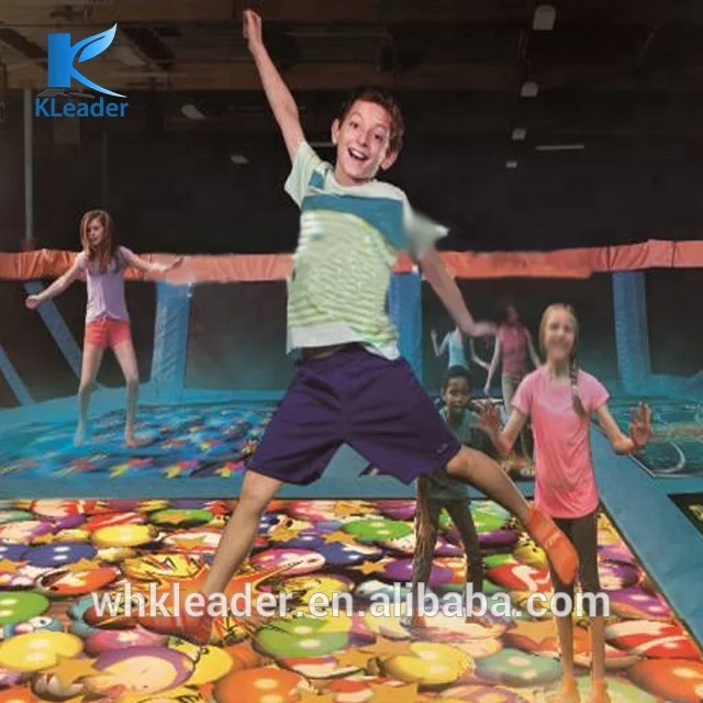 Newest Indoor Trampoline Kids Amusem Batteryent Park Playground Trampoline Idown Cable Coupler Exhibition Interactive Projection