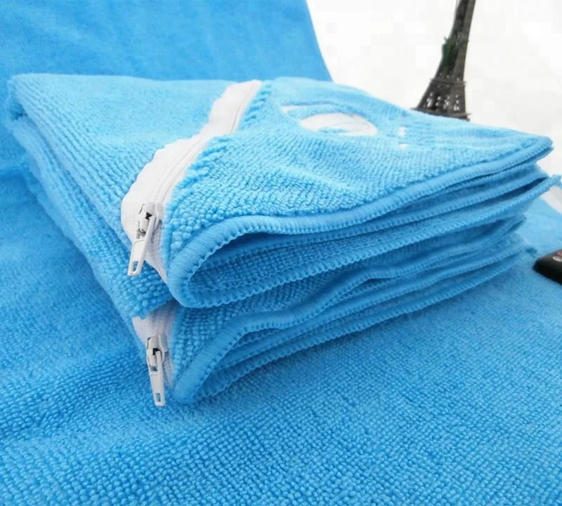 China Supplier Microfiber Gym Towel With Zipper Pocket