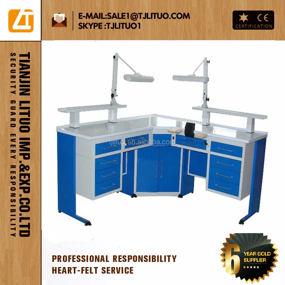LT-D01 90 degree L type dental lab bench in Grey color