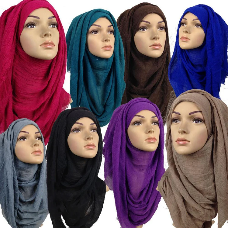 High Quality Hijab Women Printed Checked Pattern Thin Plaid Polyester Tassel Scarf