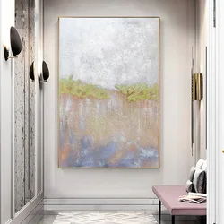 Gold abstract hand paintings on canvas oil paintings seascape for wall decor home decoration