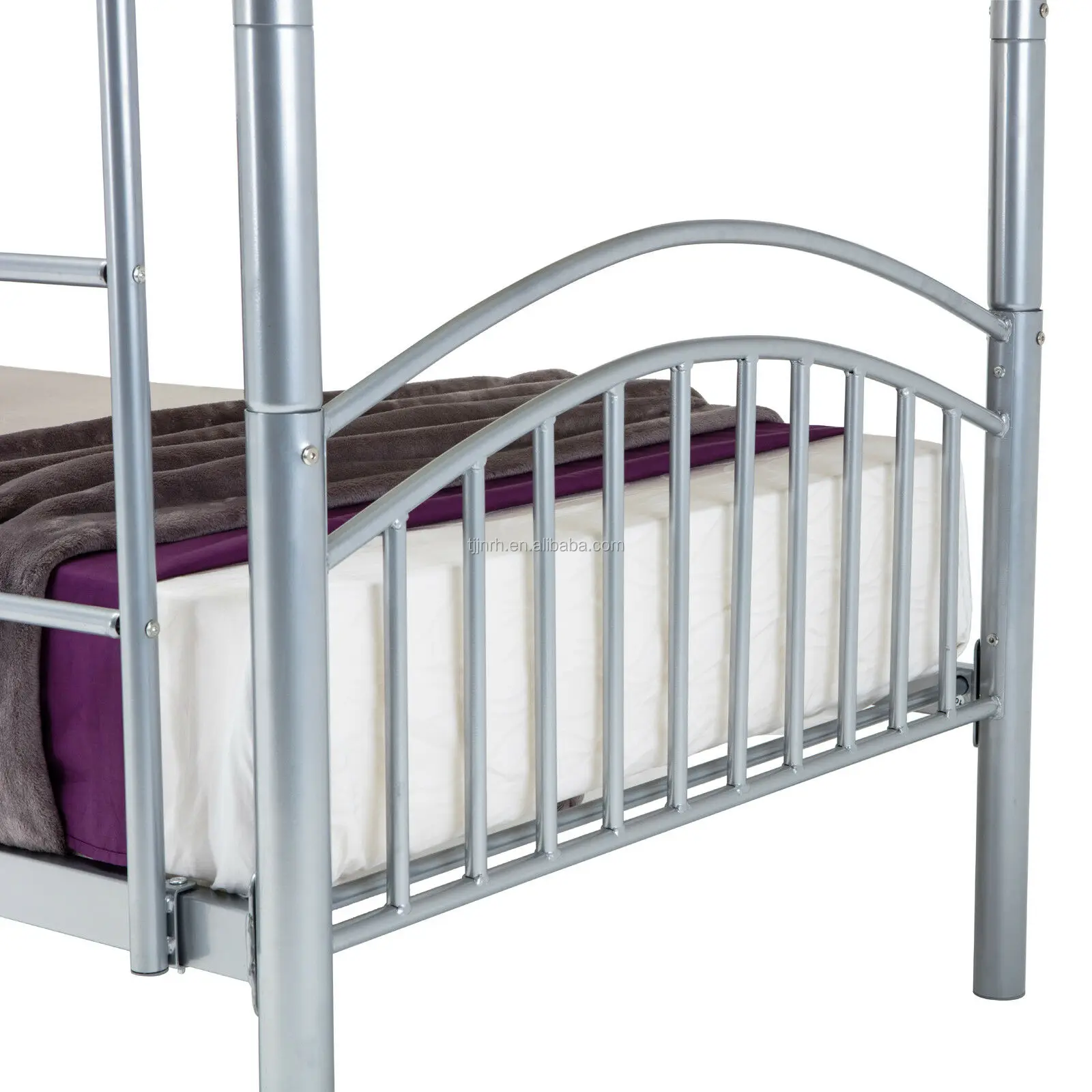 3FT Single Metal Bunk Bed Frame with Safety Guardrail 2-Storey Bed