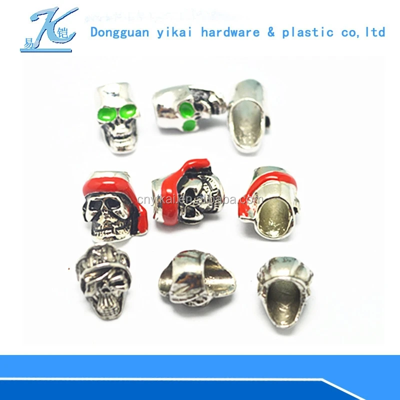 Custom skull beads/Metal Chrome Skull Beads For 550 Paracord Bracelets, Lanyards, & Other Projects/Paracord Metal Beads