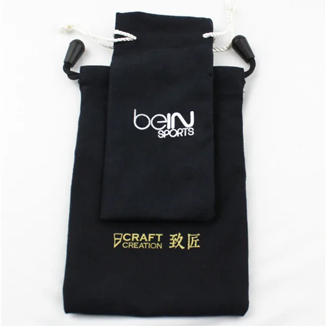 
Custom Logo Printed Microfiber Fabric Jewellery glass Soft drawstring Pouches 