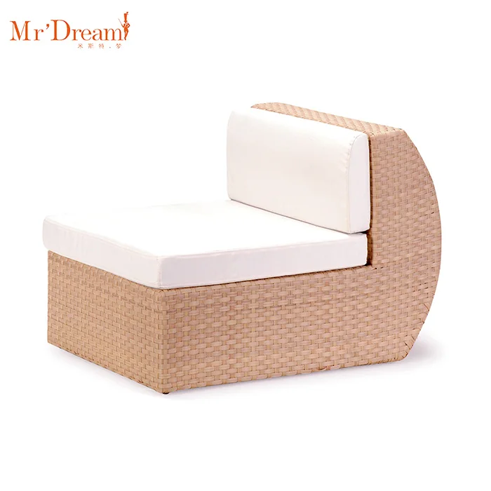 Factory wholesale competitive lifestyle holiday Inn hotel plastic rattan wicker L shape sofa furniture