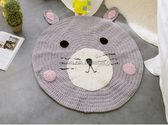 
Wholesale Monogram Personalized Handwoven Knitted Yarn Animal Floor Mat 