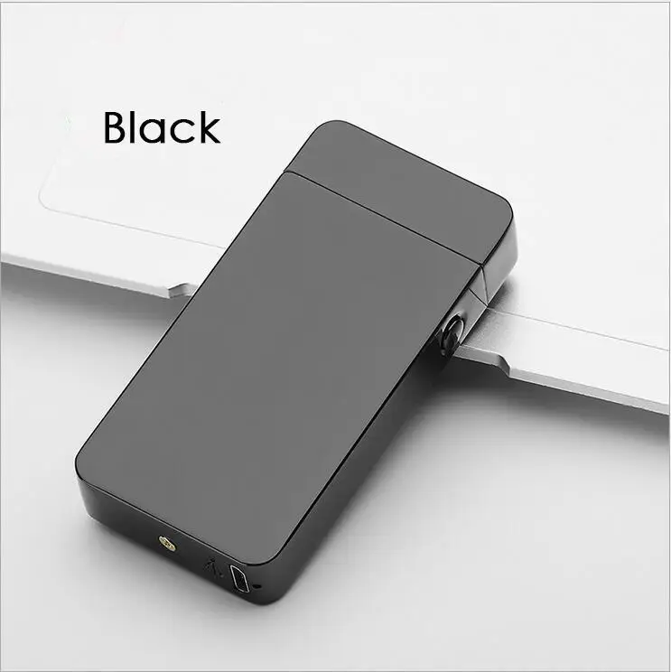 Dual Arc Electronic Lighter 10 Colors Windproof Ultra thin Metal Pulse USB Rechargeable Electric Arc Double Fire Lighter