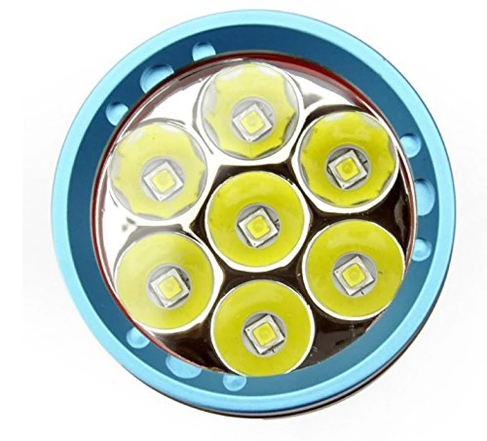 7X L2 Super Bright LED Alloy 200 Meter Deep 7000LM Rotary Control Underwater Scuba Flashlight for Fishing