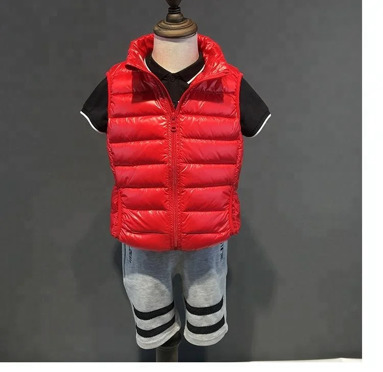 Сверхлегкий детей Гусь утка вниз жилет Красочные рукавов