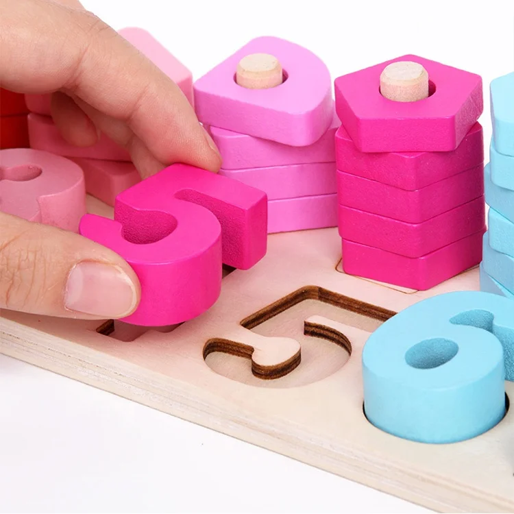Оптовая продажа обучающих математических умных игр Монтессори сенсорные игрушки геометрические формы деревянные игрушки