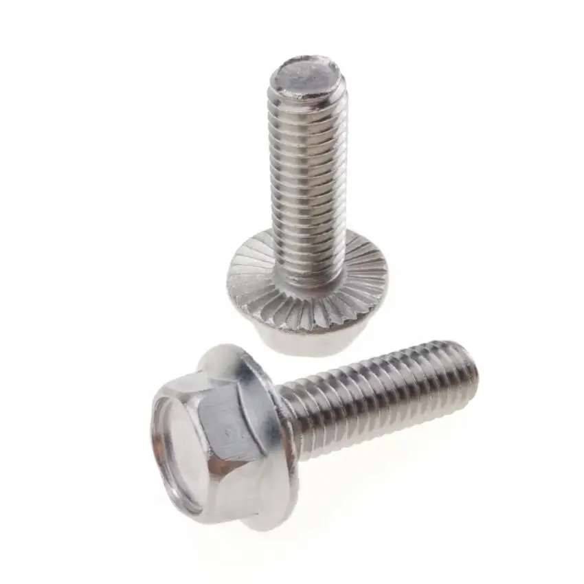 Hex Flange Head Screws with Serration M8 Stainless Steel Fastener