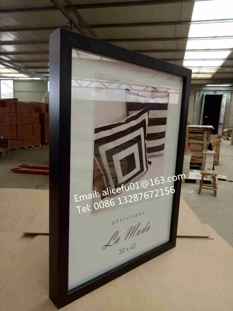 Manufacturer Supply Black White Silver Grey Oak MDF Photo Frame Double Matted Wooden photo frame A1 A2 A3 A4