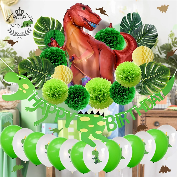 Dinosaur Child Kid Happy Birthday Party Decoration Kit Roar Kids 1st Green Home New  Diy Party  Background Decor Items