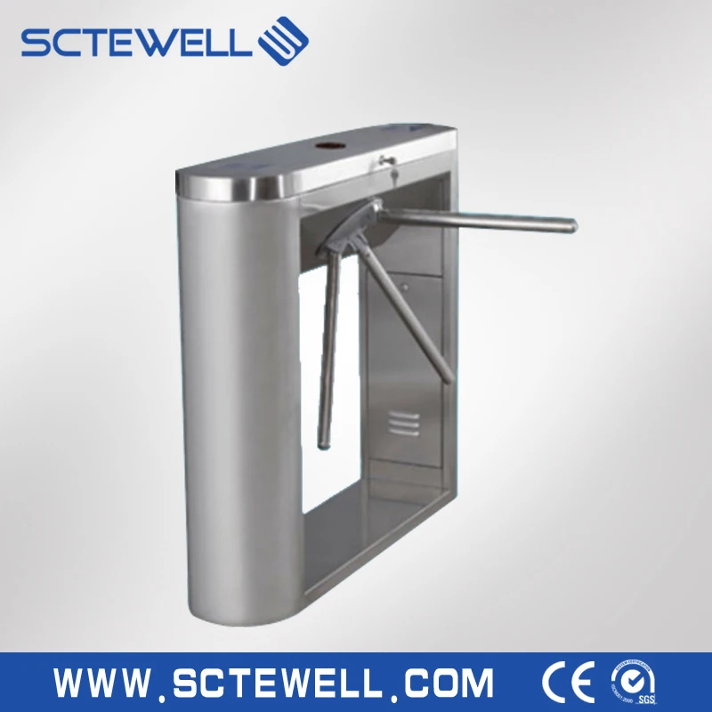 Security 304 Stainless Steel Tripod Turnstile Gates Drop Arm Turnstile QR Code Reader Three Roller gates Guangdong Manufacturer