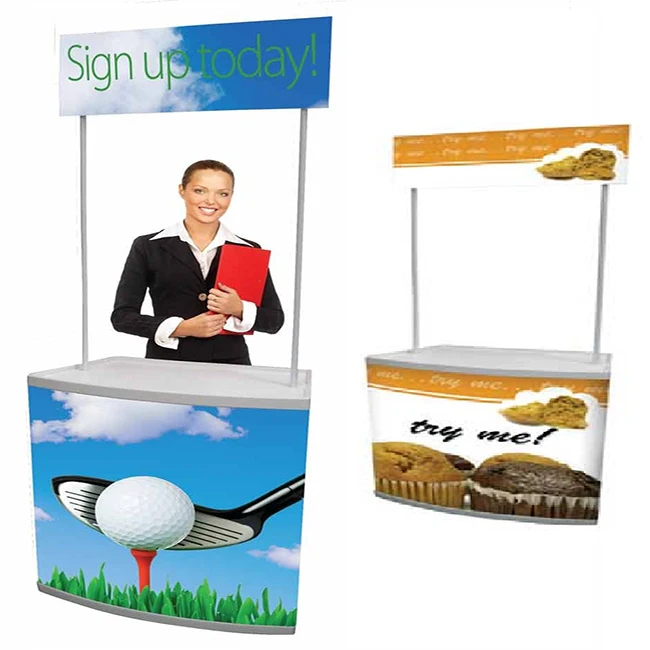
Easy carrying supermarket foldable promotion table Custom PVC advertising promotional counter