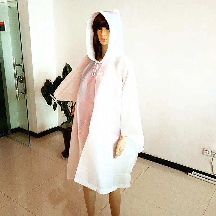 
disposable white raincoat EVA poncho with logo printed custom raincoats for adults 