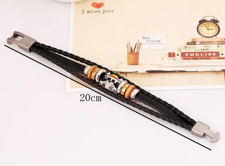Anime one piece ghost leather bracelet for unisex
