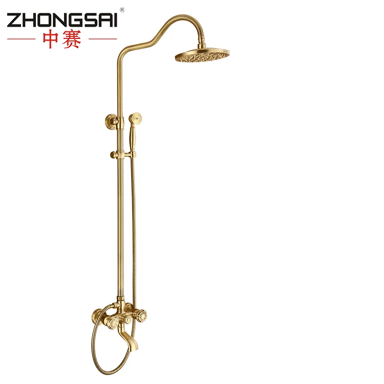 Настенные античная латунь набор для ванной комнаты с осадков набор для душа