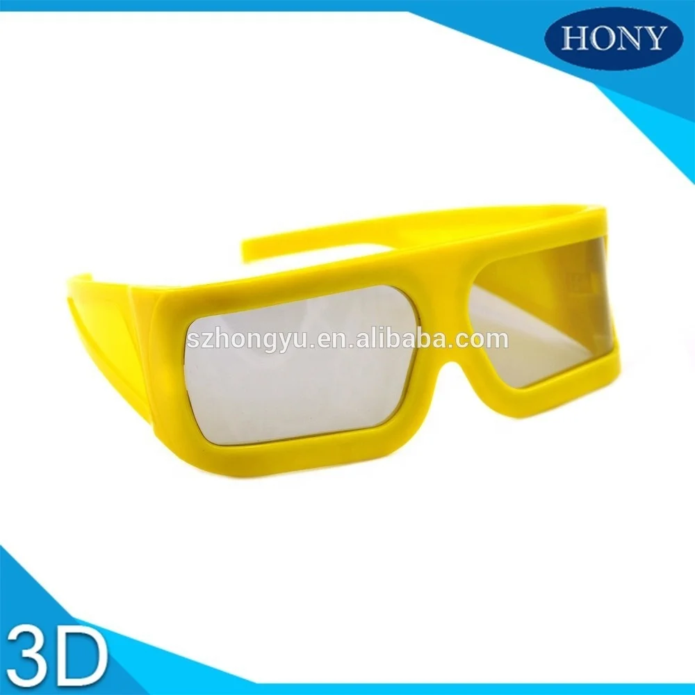 
Plastic Big Yellow Frame Big Lens Linear Polarized 3d Glasses For 3D 4D 5D Theater 