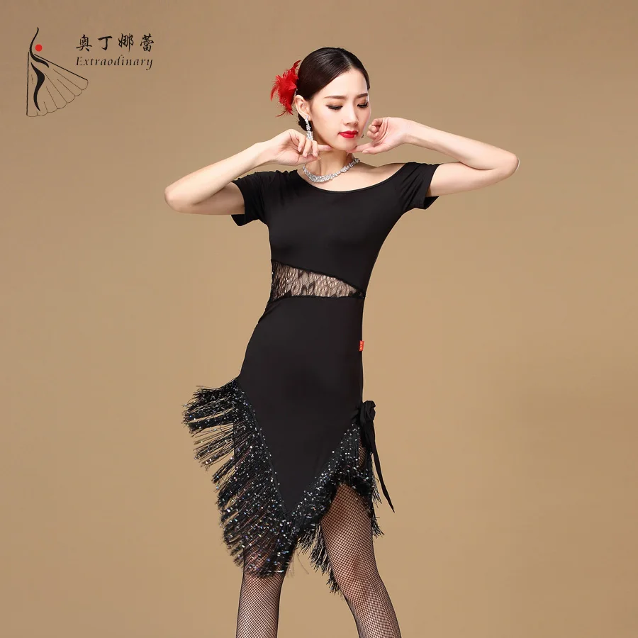 Lyrical Latin Dance Dress Woman Black Latin Dress For Performance Wear Ballroom Dress