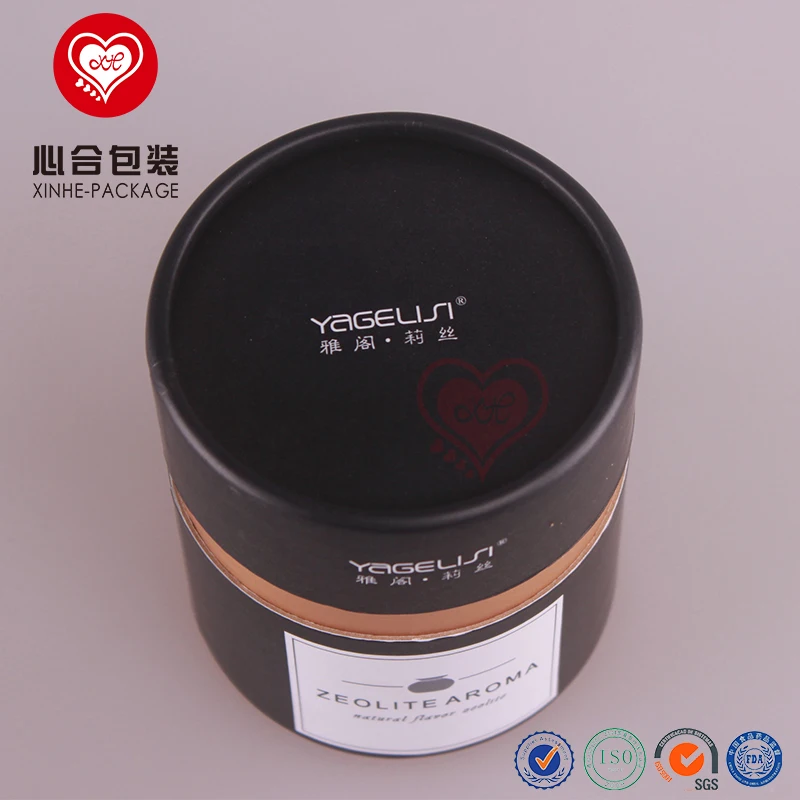 
cardboard tube black cylinder Kraft paper box packaging/paper case packing box with screw lid 