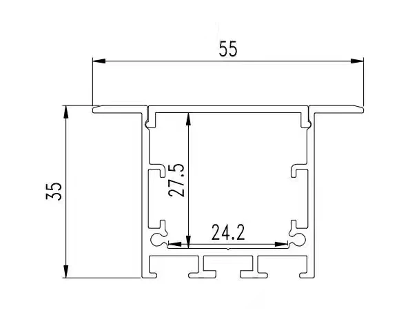 
55mm wide aluminum u channel with flange recessed led aluminum profile for led stripes with spring clips 