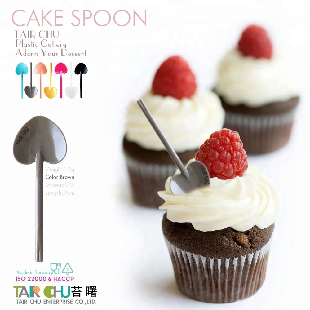 9cm PS Plastic Cutlery Heart Shape Spoon and Cake Fork