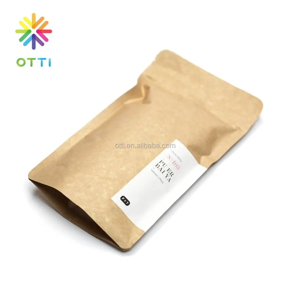 
resealable zipper Kraft paper bag for coffee tea food packaging 