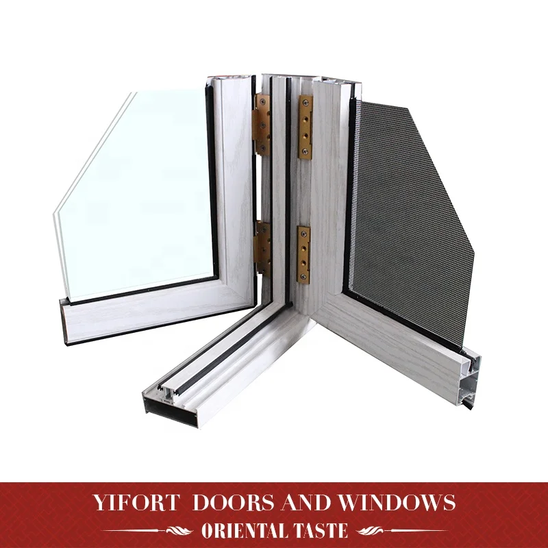 
import projected double glazed aluminium windows with mosquito net china foshan 