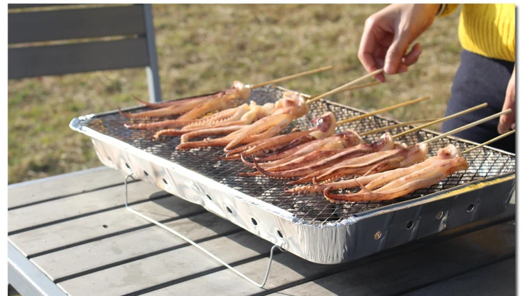 Portable Aluminum One-time Use Disposable Grill Instant BBQ Grill With Wire Rack Barbecue Grill