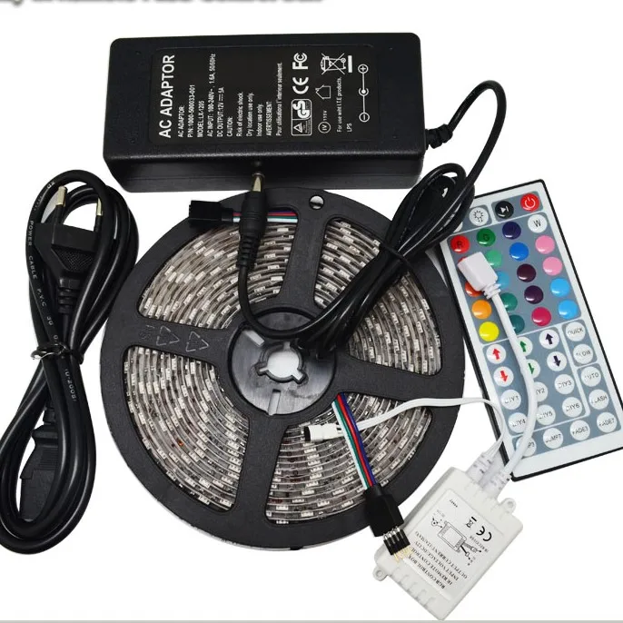2019 High Lumen 12V IP20/IP65 60LED/M SMD5050 RGB LED Strip light Set with controller/DC Adpater