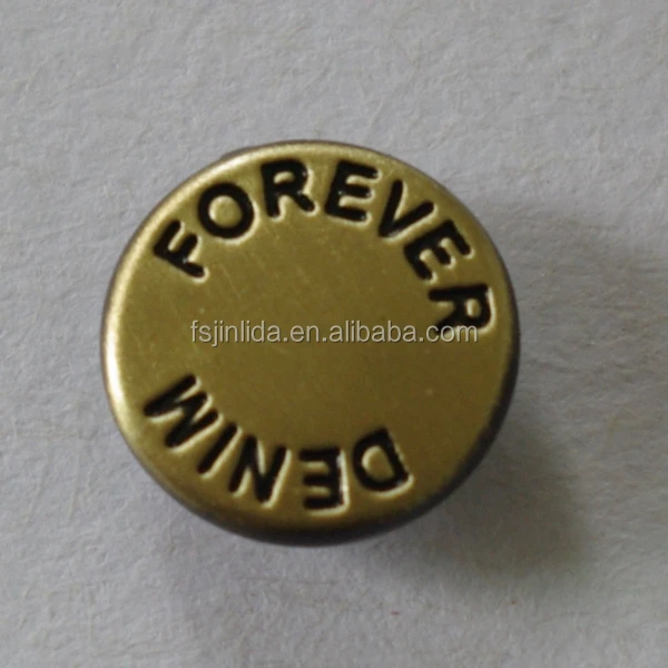 
9mm anti brass brushed color metal badge jeans rivet 