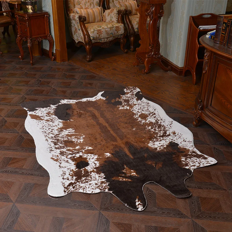 Zhejiang Artificial cowhide rugs leather carpet patchwork cow skin carpets