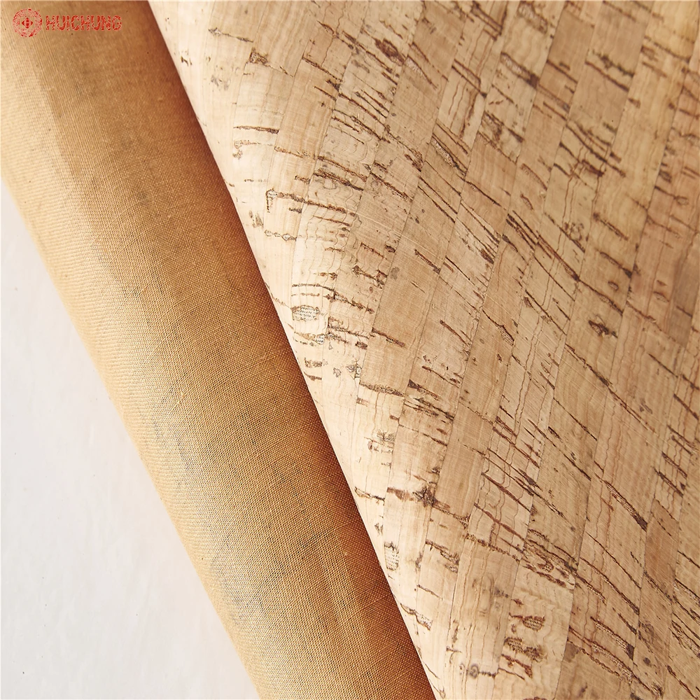 Leather for Bags and Shoes Cork Fabric Different Grade Factory Natural Cork Material Natural Color Slub Pattern B Grade Huichung