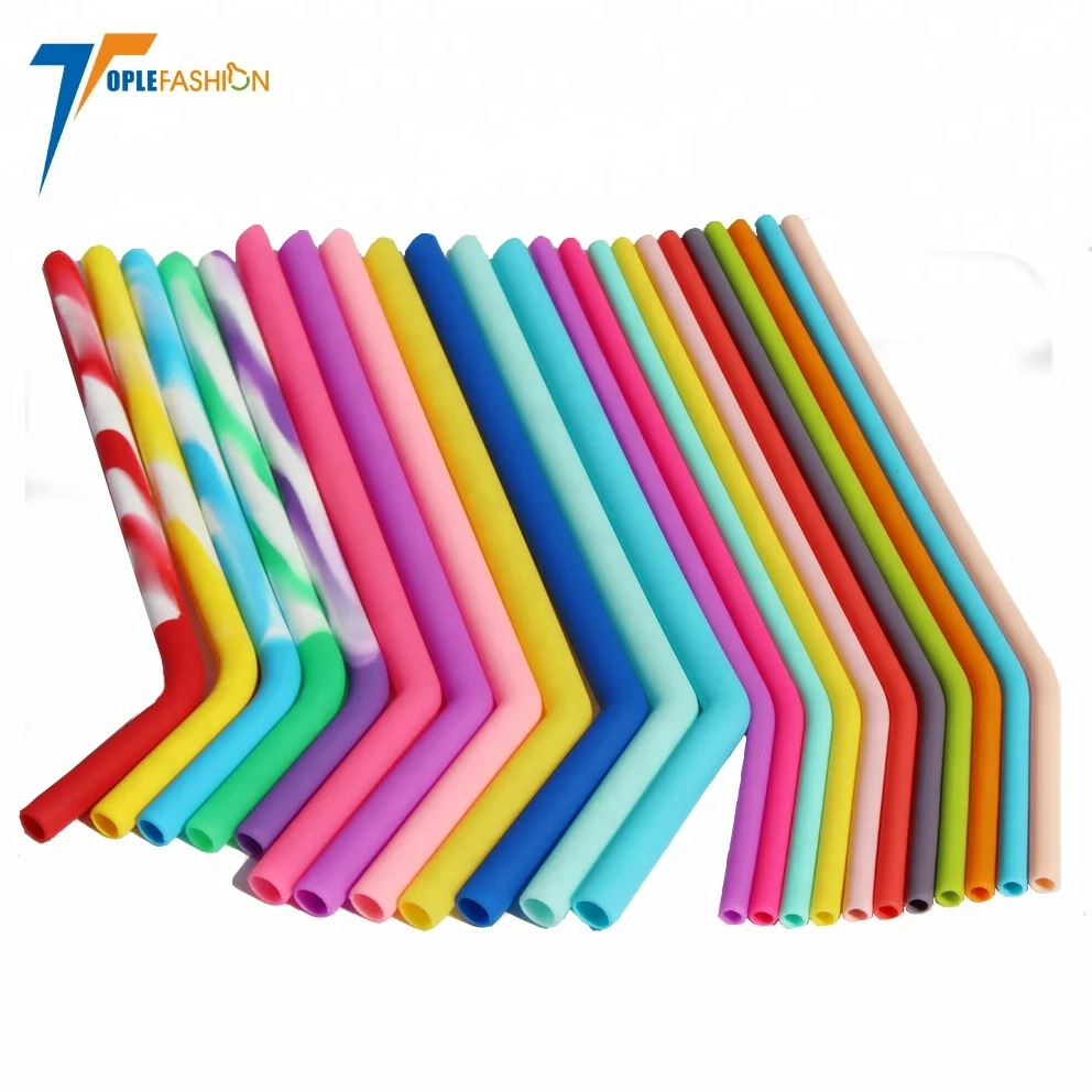 
Reusable long slender flexible smoothie Silicone Straw with cleaning brushes for hot drink 