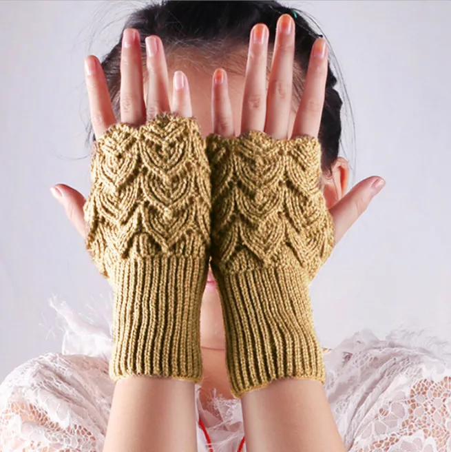 
Winter Warm Arm Mitten Womens Half Fingerless Wrist Knit Glove 