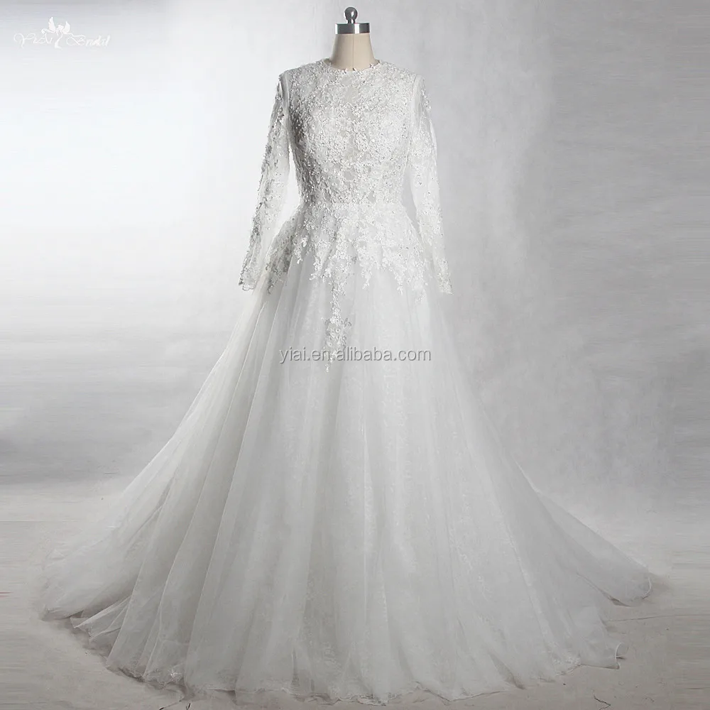 RSW1172 New Design Long Sleeve Lace Bridal Muslim Wedding Dress