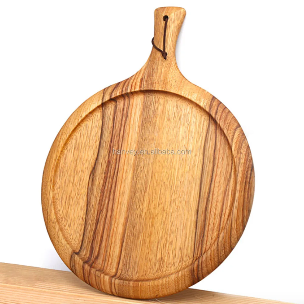 Wooden Pizza Plate with Handle, Pizza Cutting Board Factory Price Wholesale Cheap Eco-friendly Custom Bamboo Customized Logo