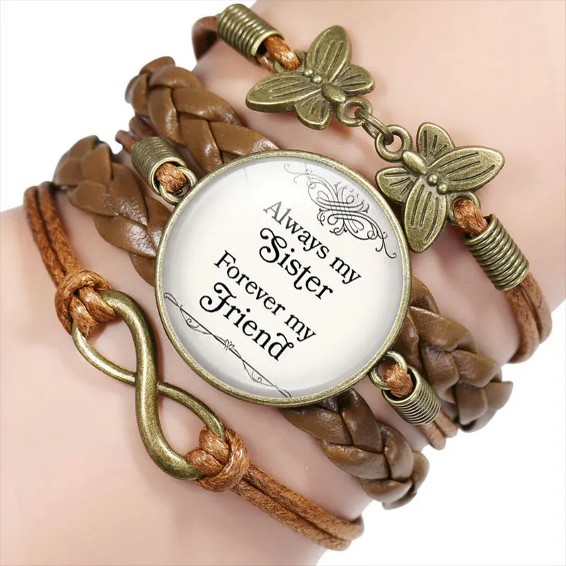Always My Sister Forever My Friend Friendship infinity love  Multilayer Woven Bracelet for Women Fashion Sister Jewelry