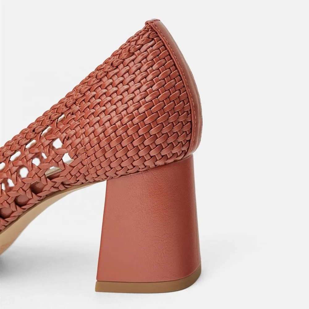 
MANRINO-0256 Gladiator Knitted Fabric Wool Upper Hollow Out Cool Block Heel Sandal Pump Dress Shoes For Womens Summer Style 2019 