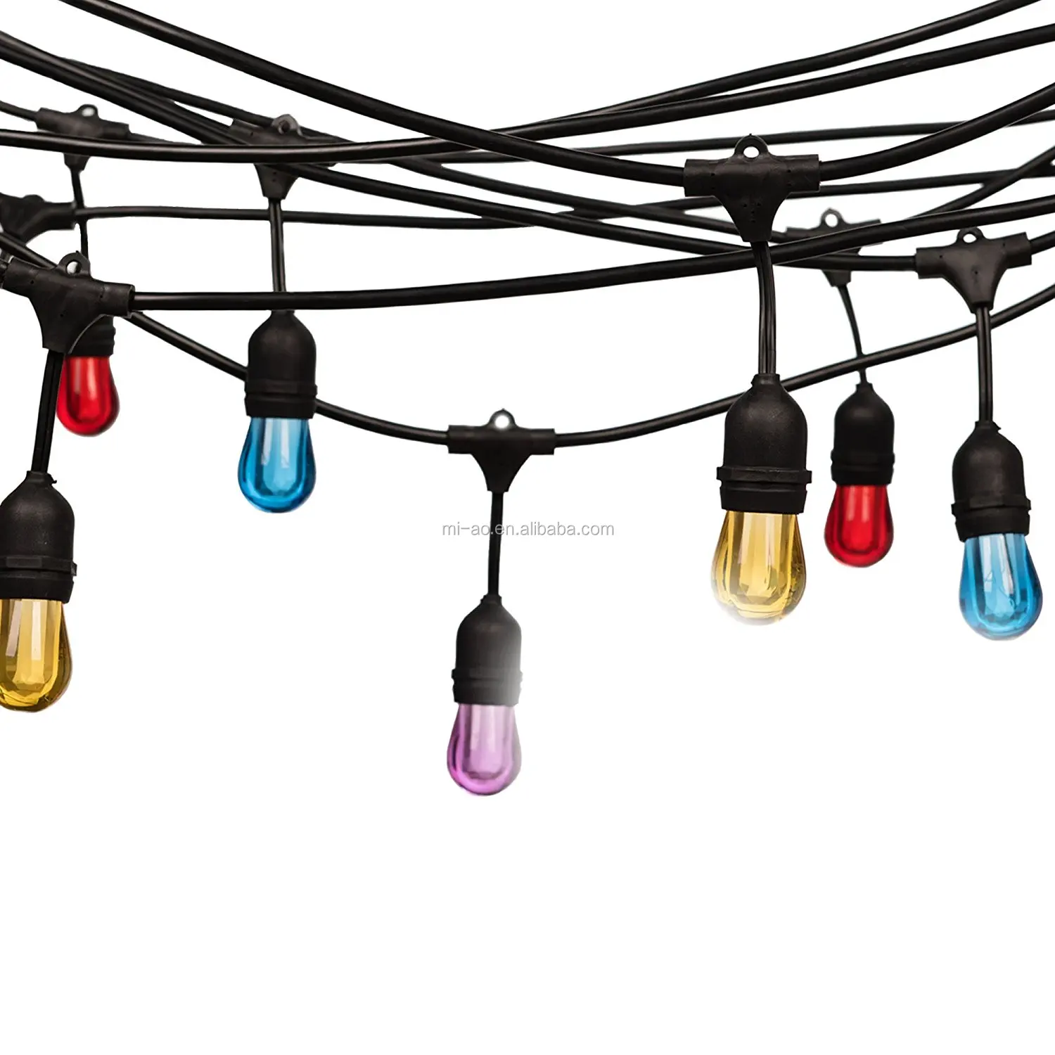 US market holiday lighting 48ft waterproof outdoor string lights with 15 e26 hanged socket for wedding