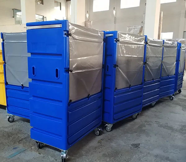 Hotel laundry linen trolley plastic bulk cage trolley laundry truck