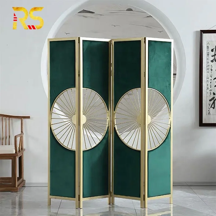 Foshan decorative stainless steel frame fabric room dividers partitions screen folding partition wall divider