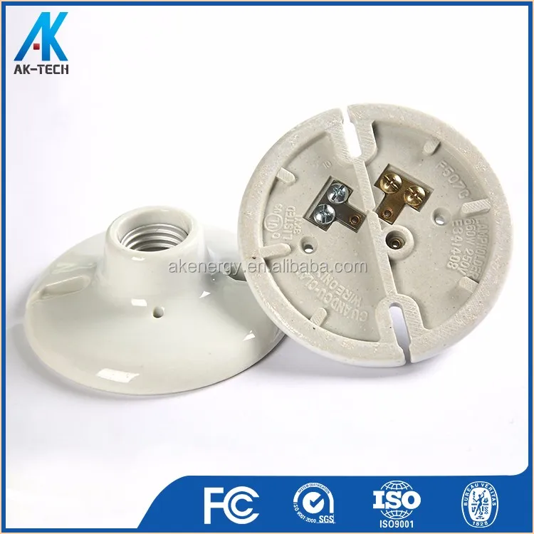 porcelain ceramic iron screw lamp holder switch, e27 light bulb holder