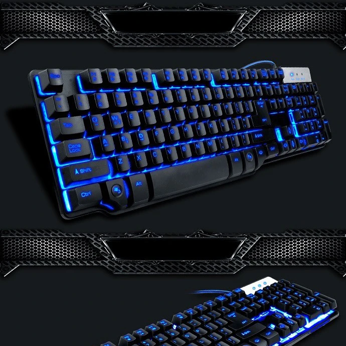 Blue lighting Metal Arabic Keyboard