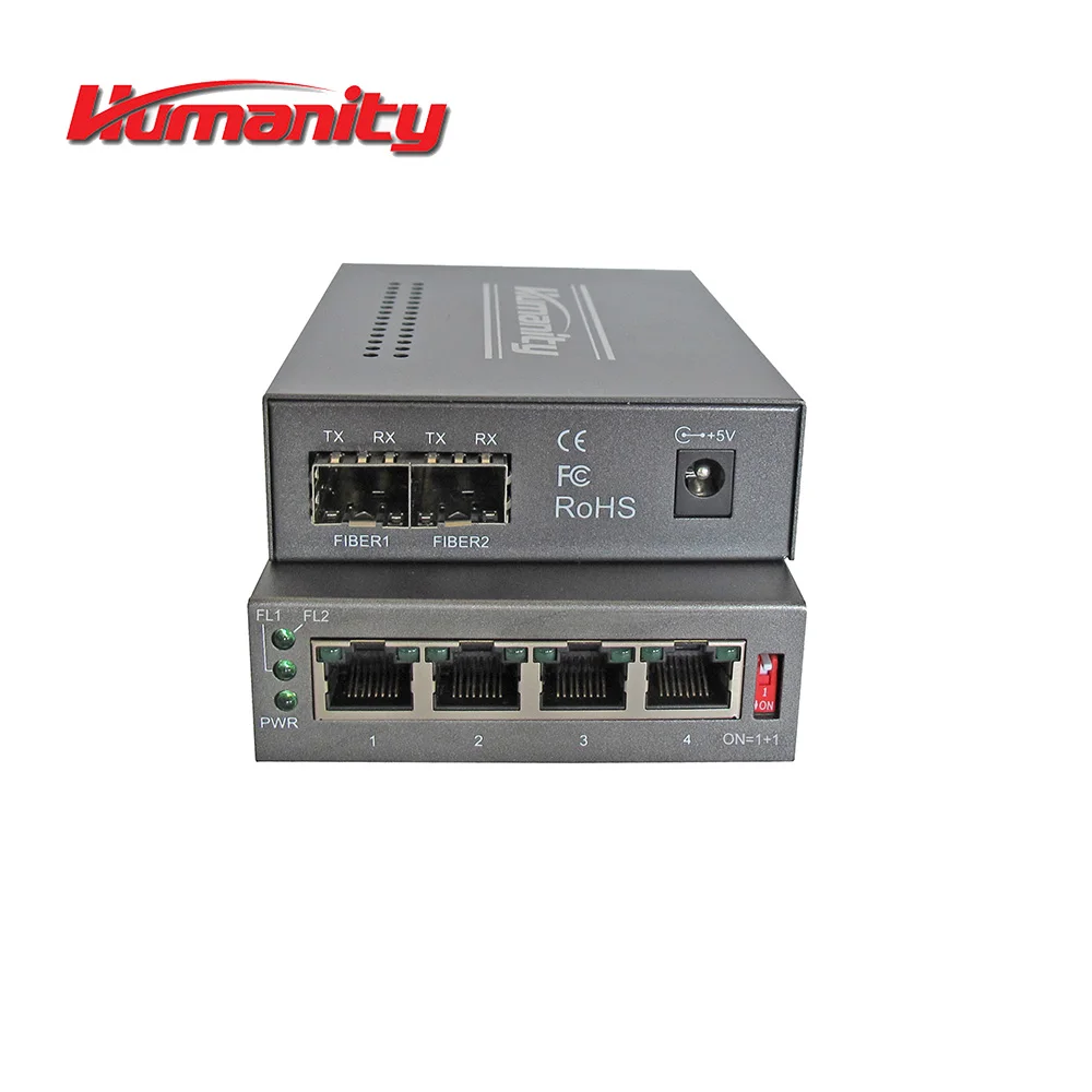 Humantiy 4 Gigabit Ethernet и 2 волокно SFP волоконно-оптический переключатель для Ethernet LAN РАСШИРЕНИЕ