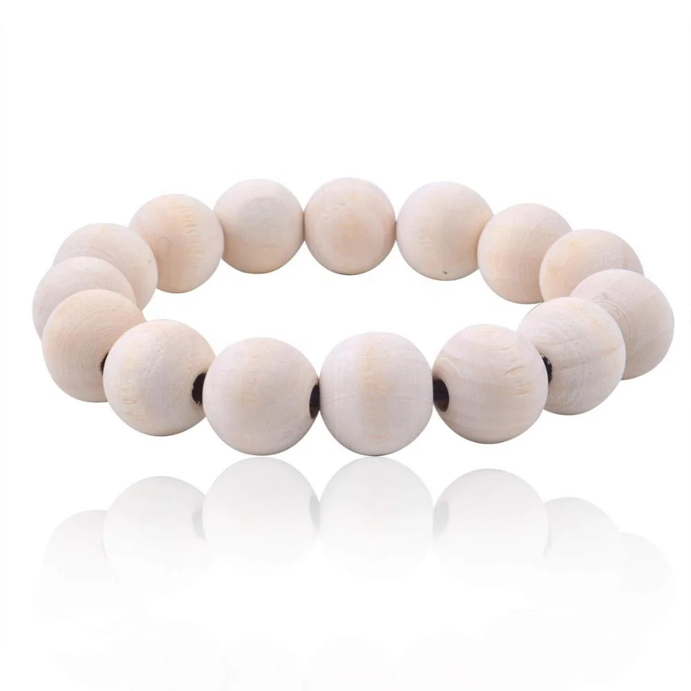 100pcs 16mm Natural Color Round Ball Wood Spacer Beads Jewelry Findings Charms