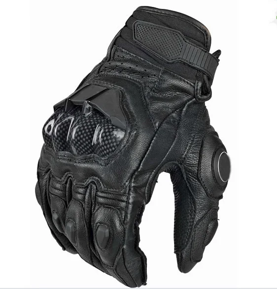 Professional White and black leather motorcycle race gloves